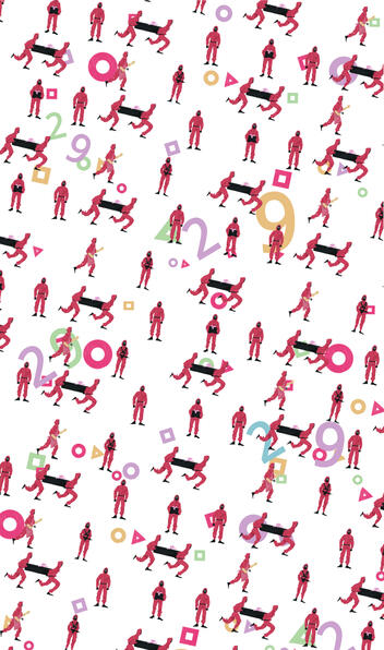 1(Squid Game, pink soldiers)