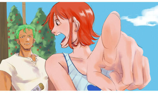 ONE PIECE Zoro &amp; Nami pre timeskip screenshot redraw